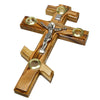 Image of Olive Wood Wall Crucifix Orthodox relics from the Holy Land Jerusalem 6,3" 16 cm - Holy Land Store