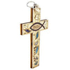 Image of Handmade Cross with Semi-Precious Stones from Jerusalem FAITH & FISH  7.1 inch