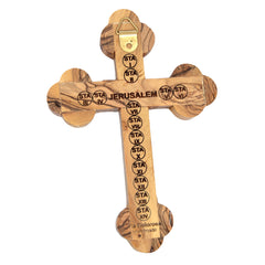 Wall Cross from Olive Wood Crucifix w/ Mother of Pearl & Holy Soil from Jerusalem 7