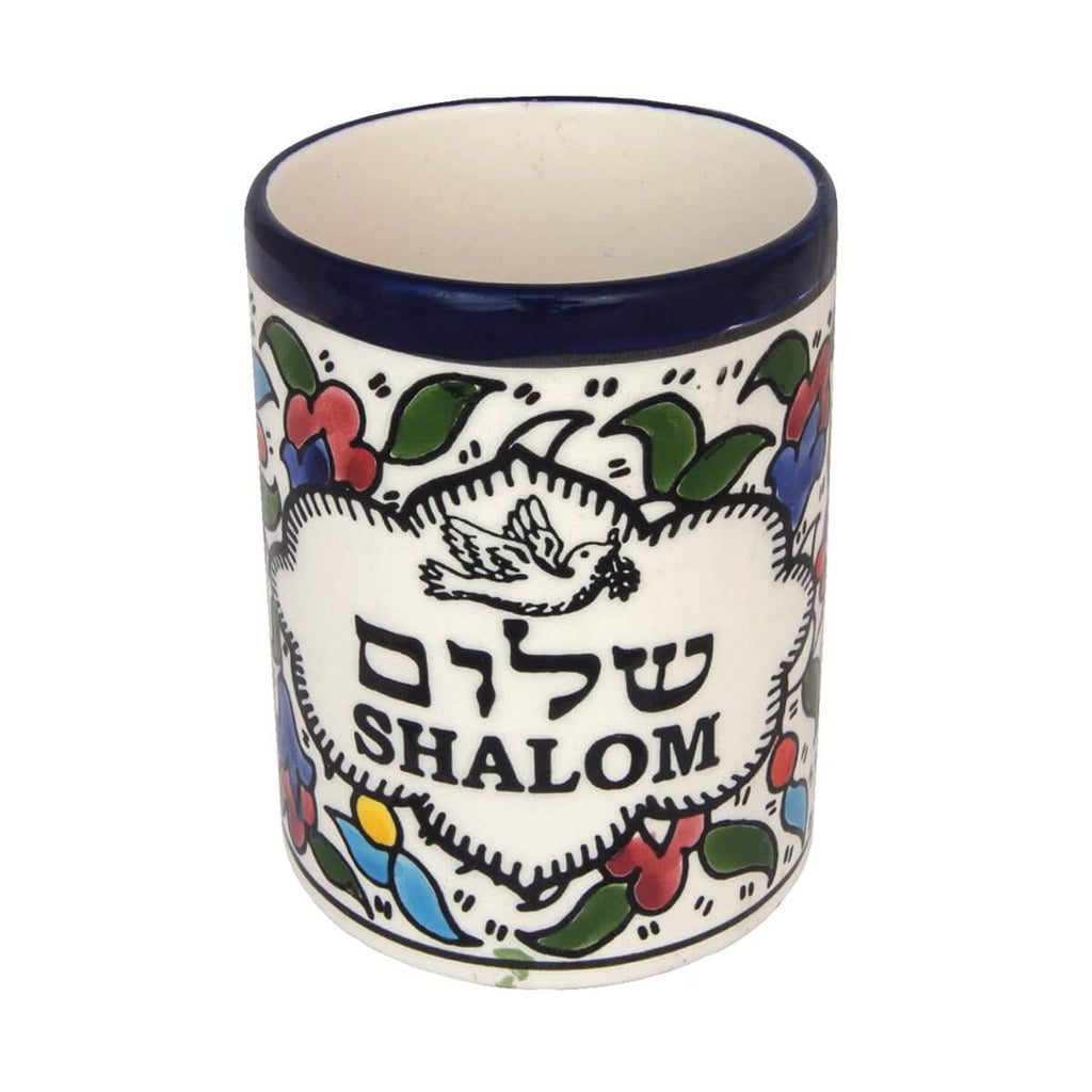 Handmade decorative mug Shalom Armenian Ceramics Jerusalem