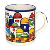 Image of Handmade Souvenir Decorative Mug Jerusalem city Armenian Ceramics, Israel