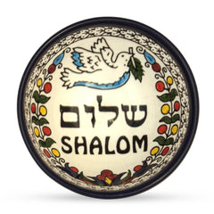 Armenian Ceramic Decorative Bowl 5 inch 12 cm Shalom Peace with Pigeon