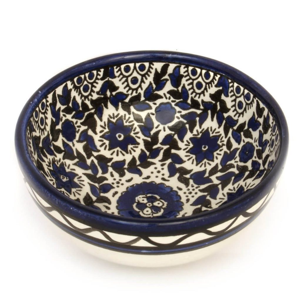 Armenian Ceramic Decorative Bowl 5 inch 12 cm Blue with Flowers