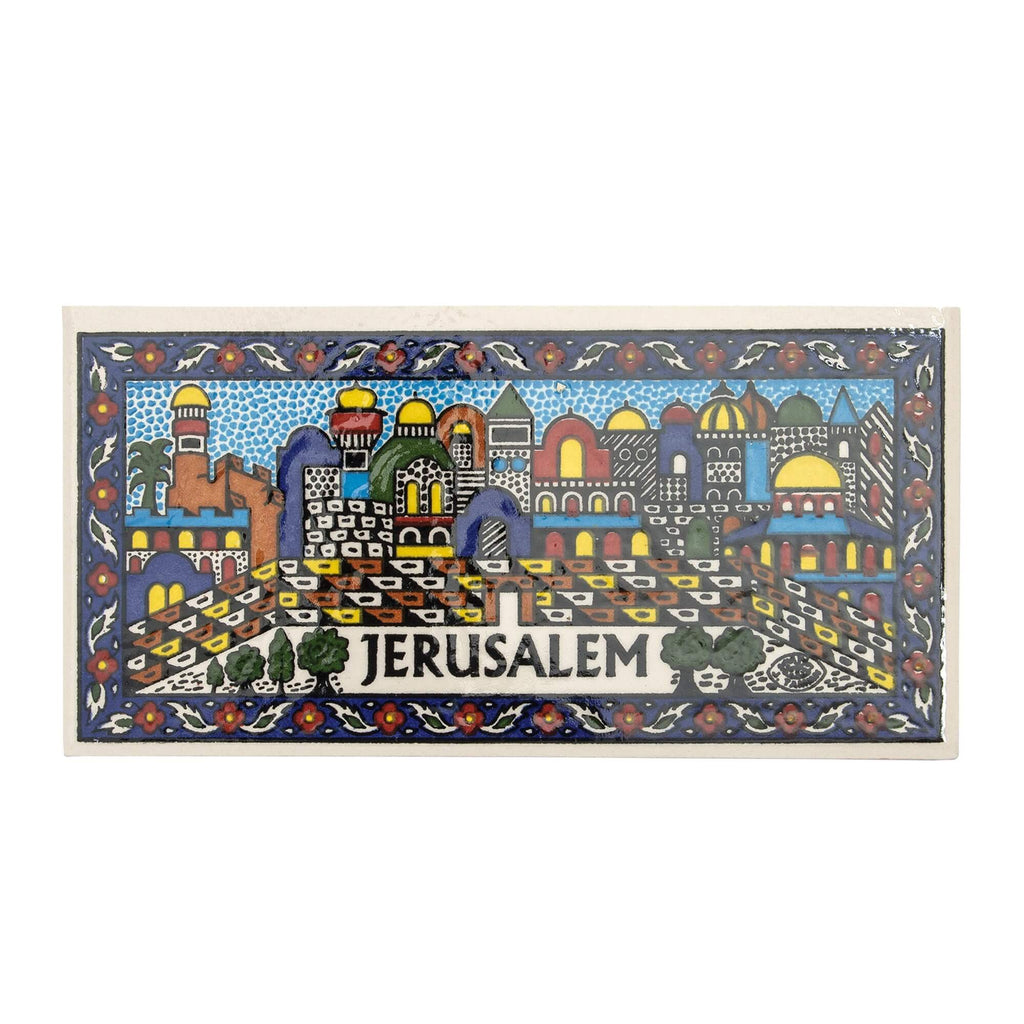 Armenian Ceramic Decorative Tile Wall Decor Jerusalem (5.91x2.95x0.19 inch)