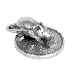 Wallet Amulet of Wealth Mouse One Euro Cent Coin Silver 925 Tiny Money Mouse 0,5