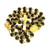 Image of Catholic Rosary Beads Black Crystal Medal Crucifix Prayer Necklace 20,5"