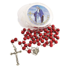 Wooden Rosary w/Crucifix Cross, Virgin Mary & Rose Aroma Israel 18,5"