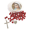 Image of Wooden Rosary w/Crucifix Cross, Virgin Mary & Rose Aroma Israel 18,5"