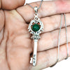 Image of The Key of Soul for Awareness and Spiritual Growth Pendant Nephritis Stone Silver 925