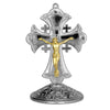 Image of Metal Altar Standing Wall Crucifix Cross INRI Jesus Christ Silver Plated 3.4''