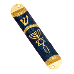 Gold Enamel Door Mezuzah Scroll Case Shedai Jewish for Klaf Parchment 4