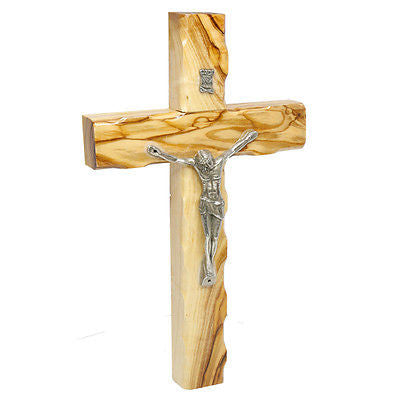 Olive Wood Crucifix Hand Made Wall Cross Bethlehem the Holy Land 7,9" 20 cm - Holy Land Store