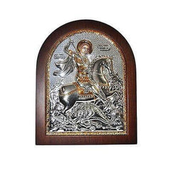 Icon St.George Sterling Silver from the Holy Land Jerusalem 8.5 x 7 cm