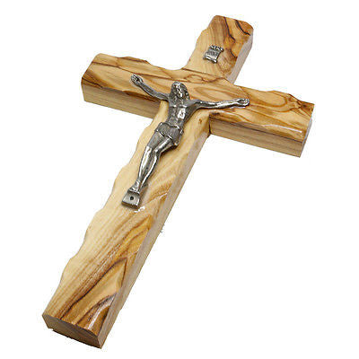 Olive Wood Crucifix Hand Made Wall Cross Bethlehem the Holy Land 7,9" 20 cm - Holy Land Store
