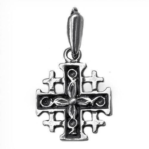 Body Jerusalem Cross Silver 925 Pendant Necklace from Jerusalem 1.5 cm(0.6") - Holy Land Store