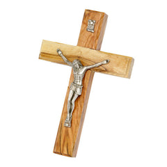 Olive Wood Crucifix Hand Made Wall Cross Bethlehem the Holy Land 5,5"/14 cm - Holy Land Store