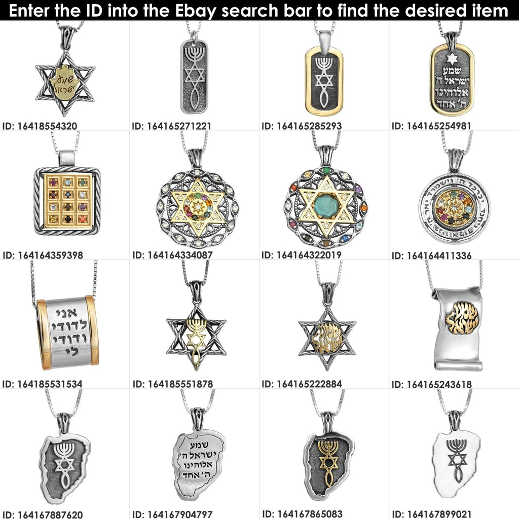 Kabbalah Amulet Pendant 72 Name of God Sterling Silver Gold 18K Jewerly Ø0.84