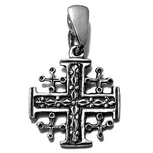 Body Jerusalem Cross Silver 925 Pendant Consecrated in HolySepulchre 0.7"/1.8 cm