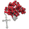 Image of Sandal Wood Rosary with Rose Aroma and Jerusalem Cross Holy Land Gift 20 inch