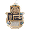 Image of Wooden Home Blessing Hamsa Hand made with Semi-Precious Stones Amulet 7.6"
