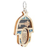 Image of Wooden Home Blessing Hamsa Hand made with Semi-Precious Stones Amulet 4.5"