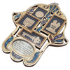 Image of Wooden Home Blessing Hamsa Hand made with Semi-Precious Stones Amulet 8.5" - Holy Land Store