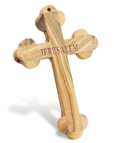 Wall Cross with Crucifix and Vessels with Holy Soil from Jerusalem 17 cm/7 inch - Holy Land Store