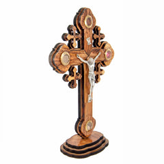 Orthodox Wall Crucifix Hand Made Olive Wood on the Stand from the Holy Land 9.3