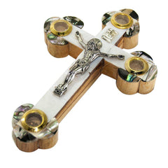 Hand Made Religion Crucifix Olive Wood with Mother of Pearl  from Bethlehem 5,5