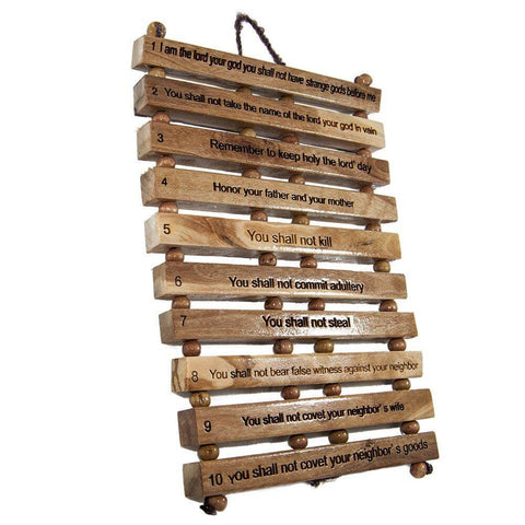 Hand Made Olive Wood Commandments Precepts Wall Home Prayer from Bethlehem - Holy Land Store