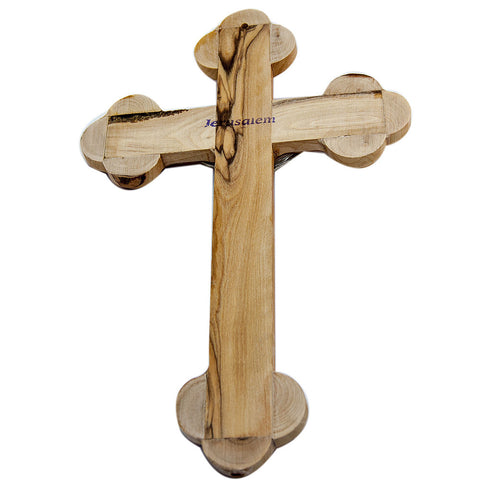 Wall Cross with Crucifix and Vessels with Holy Soil from Jerusalem 28 cm/11 inch - Holy Land Store