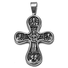 Double Sided Sterling Silver Gold-plated Cross Pendant Necklace, Consecrated in the Church of Holy Sepulchre 3cm/1,1