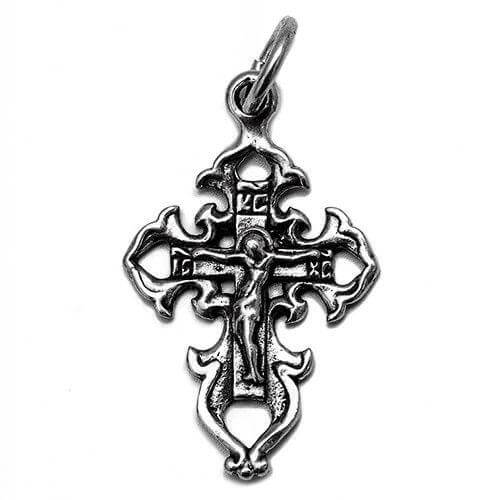 Body Cross Silver 925 Pendant Necklace Consecrated in HolySepulchre 0.8"/ 2.2 cm