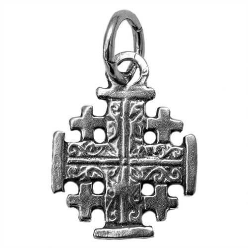 Body Jerusalem Cross Silver 925 Pendant Consecrated in HolySepulchre 0.5"