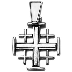 Body Jerusalem Cross Silver 925 Pendant Consecrated in HolySepulchre 0.9"/ 2.2cm