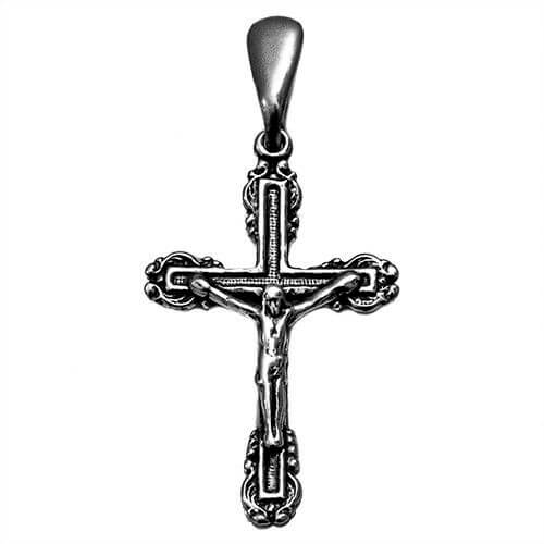 Body Cross Silver 925 Pendant Necklace Consecrated in HolySepulchre 1.3"/ 3.3 cm