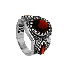 Natural Wine Red Garnet Gemstone Ring Sterling Silver Hand Made Israel Jewelry