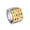 Image of Kabbalah Signet Ring w/ Hoshen 12 Tribes of Israel Sterling Silver & Gold 9K