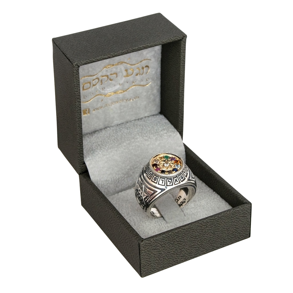 Kabbalah Ring The Priestly Breastplate Hoshen 12 Tribes Sterling Silver