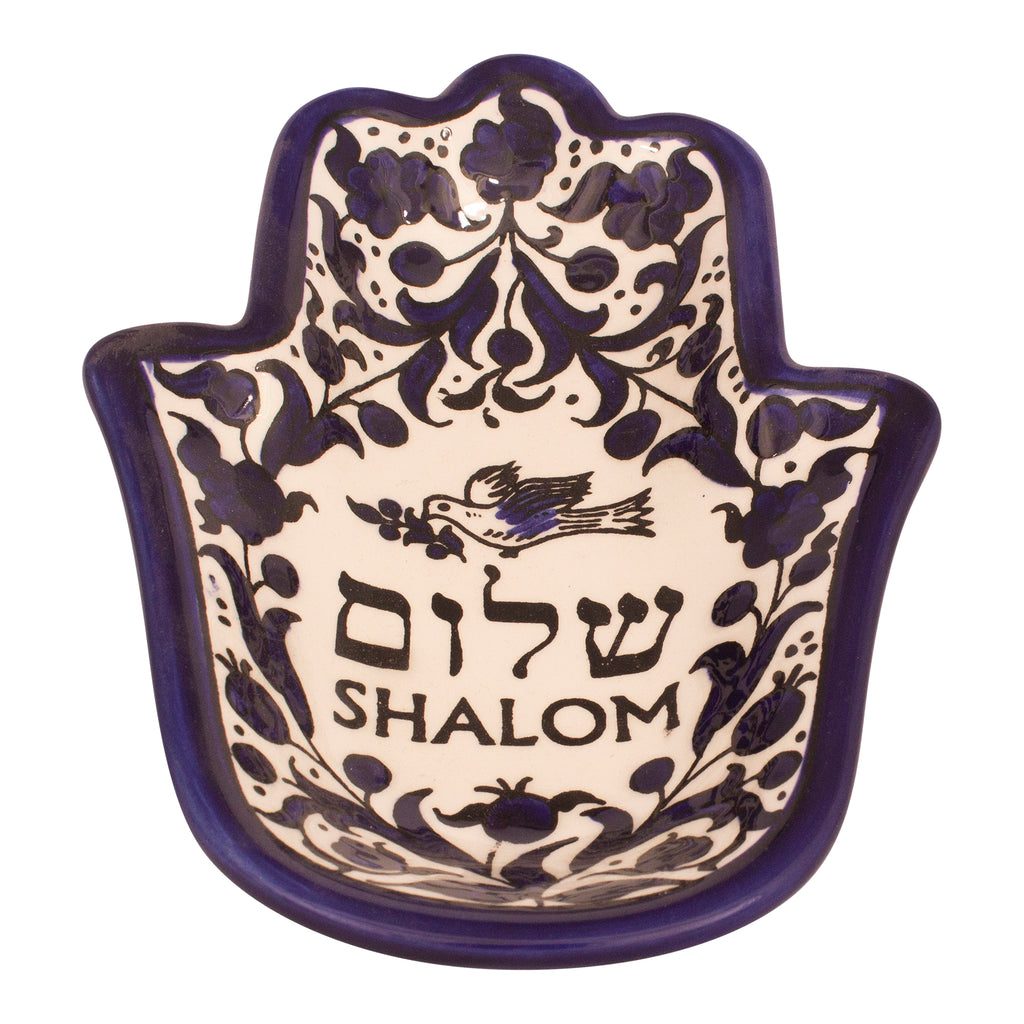 Decorative Hamsa Serving Small Plate Shalom Hand Made 