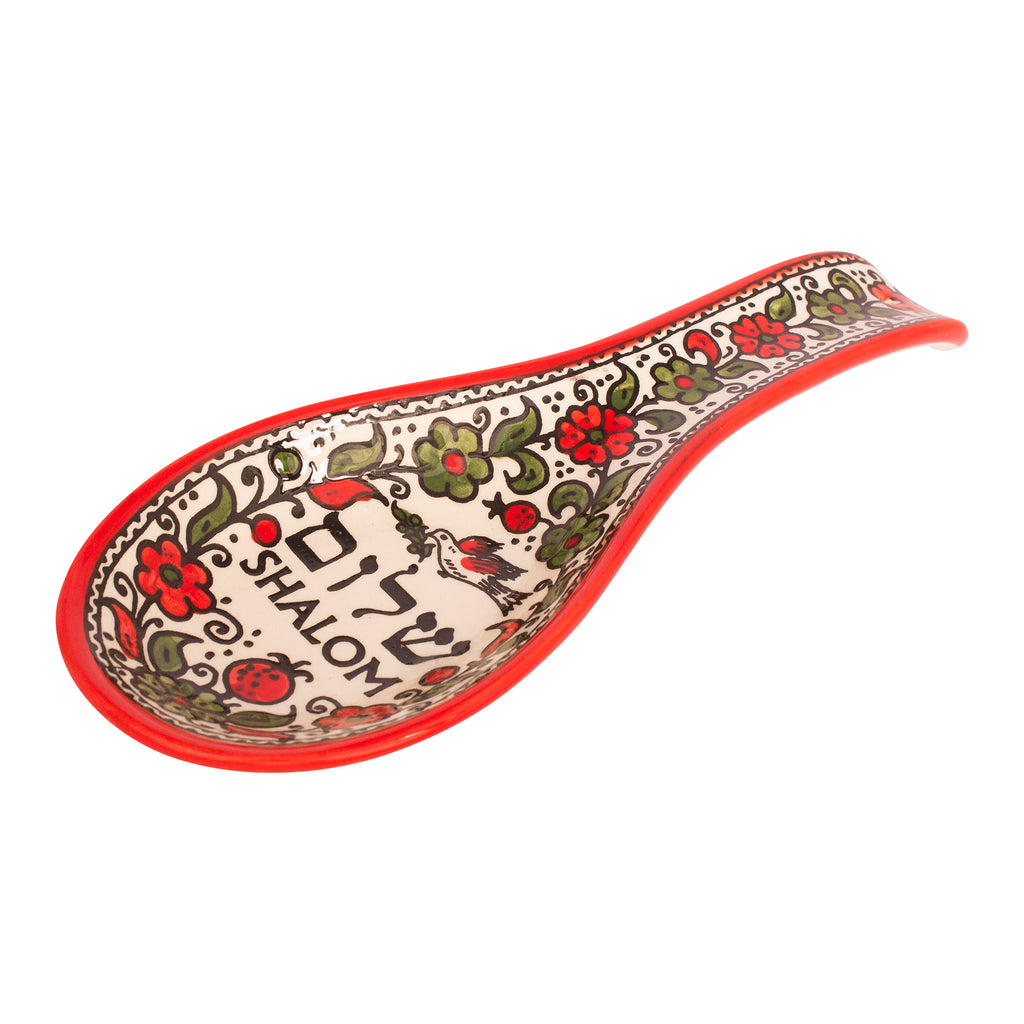 Spoon Shaped Bowl Pottery Red Shalom Décor Armenian Ceramic Hand made-1