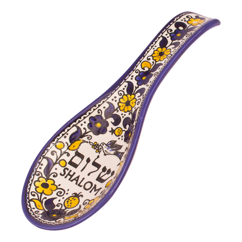 Spoon Shaped Bowl Pottery Yellow Shalom Décor Armenian Ceramic Hand made 10"/25cm-1