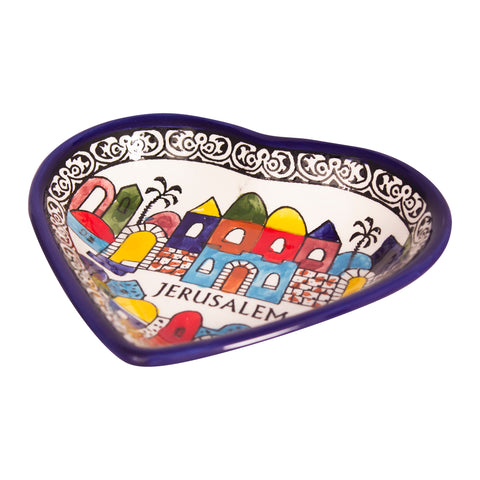 Armenian Ceramic Heart Bowl Jerusalem Décor Mosaic Colourful Hand Made 5.5"/13cm-4