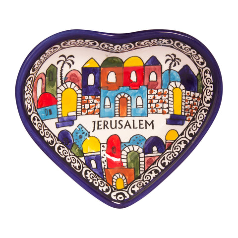 Armenian Ceramic Heart Bowl Jerusalem Décor Mosaic Colourful Hand Made 5.5"/13cm