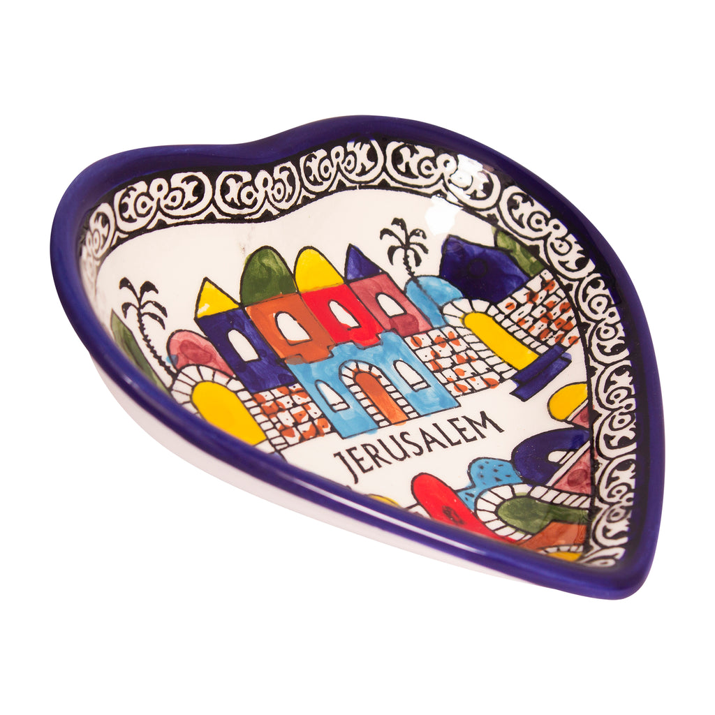 Armenian Ceramic Heart Bowl Jerusalem Décor Mosaic Colourful Hand Made 5.5"/13cm-1