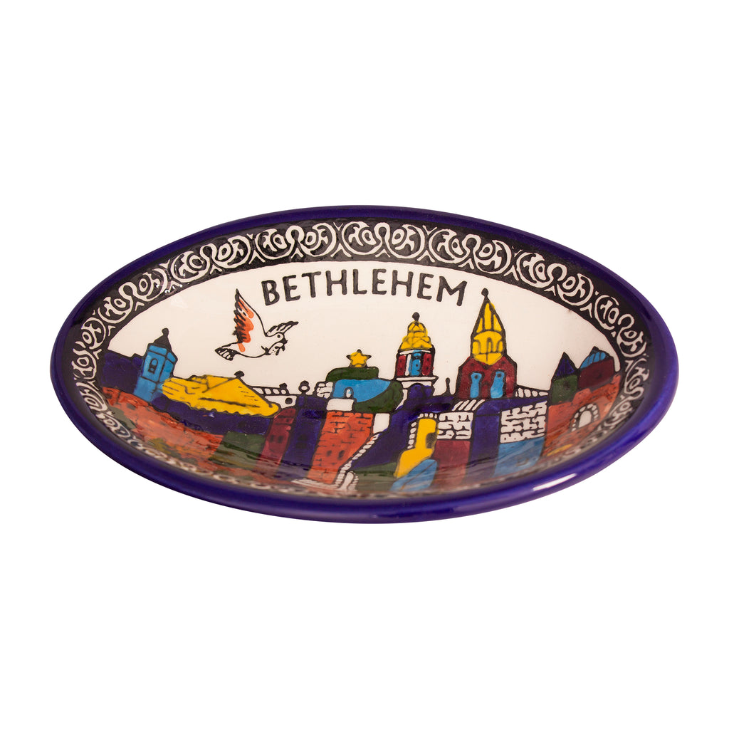 Armenian Ceramic Oval Bowl Bethlehem Décor Mosaic Colourful - 10
