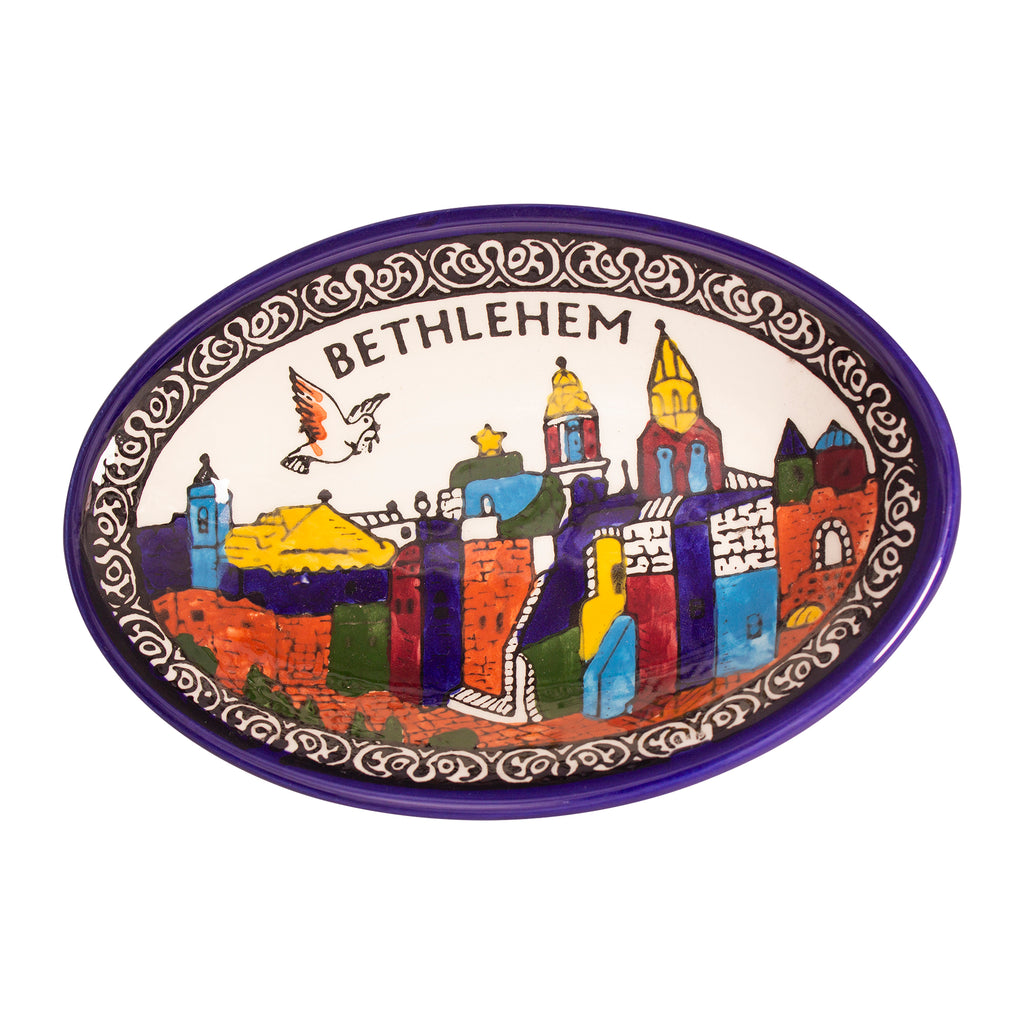 Armenian Ceramic Oval Bowl Bethlehem Décor Mosaic Colourful - 8