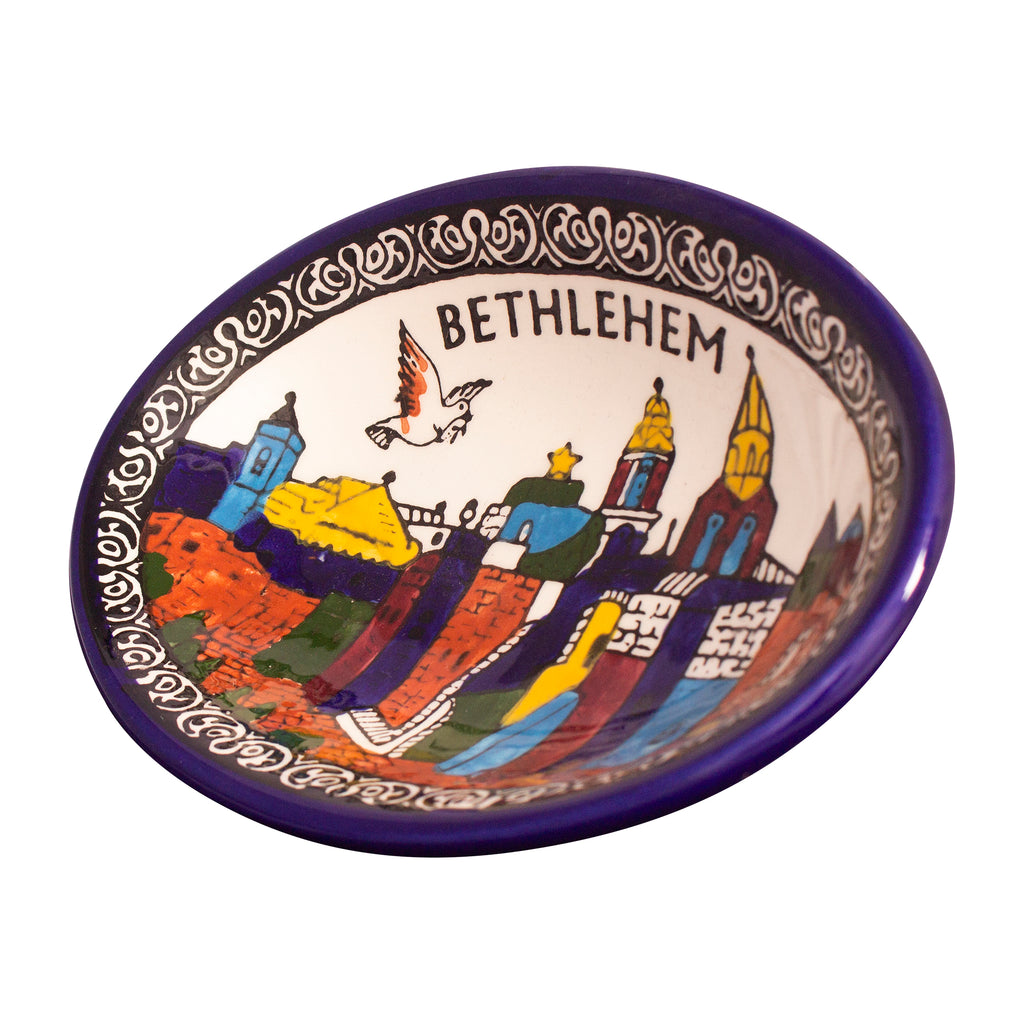 Armenian Ceramic Oval Bowl Bethlehem Décor Mosaic Colourful- 7