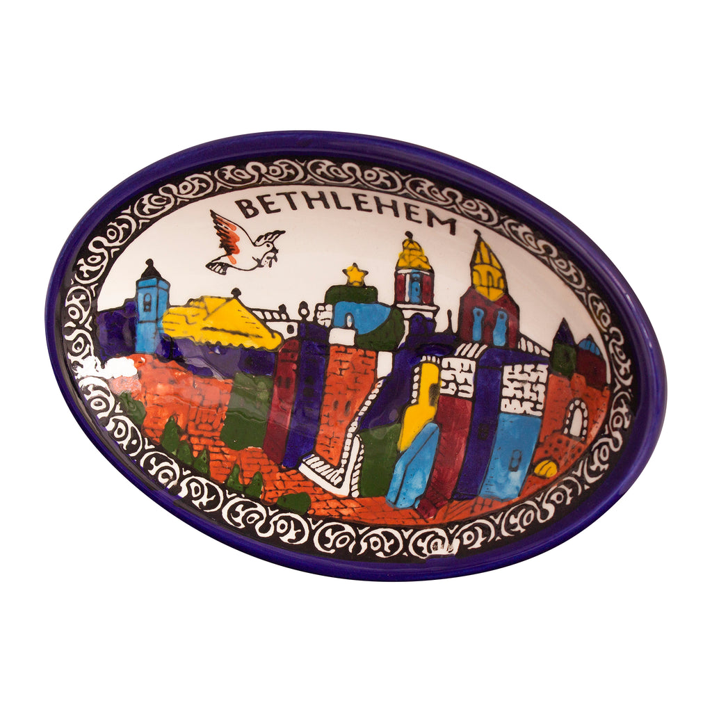 Armenian Ceramic Oval Bowl Bethlehem Décor Mosaic Colourful - 6