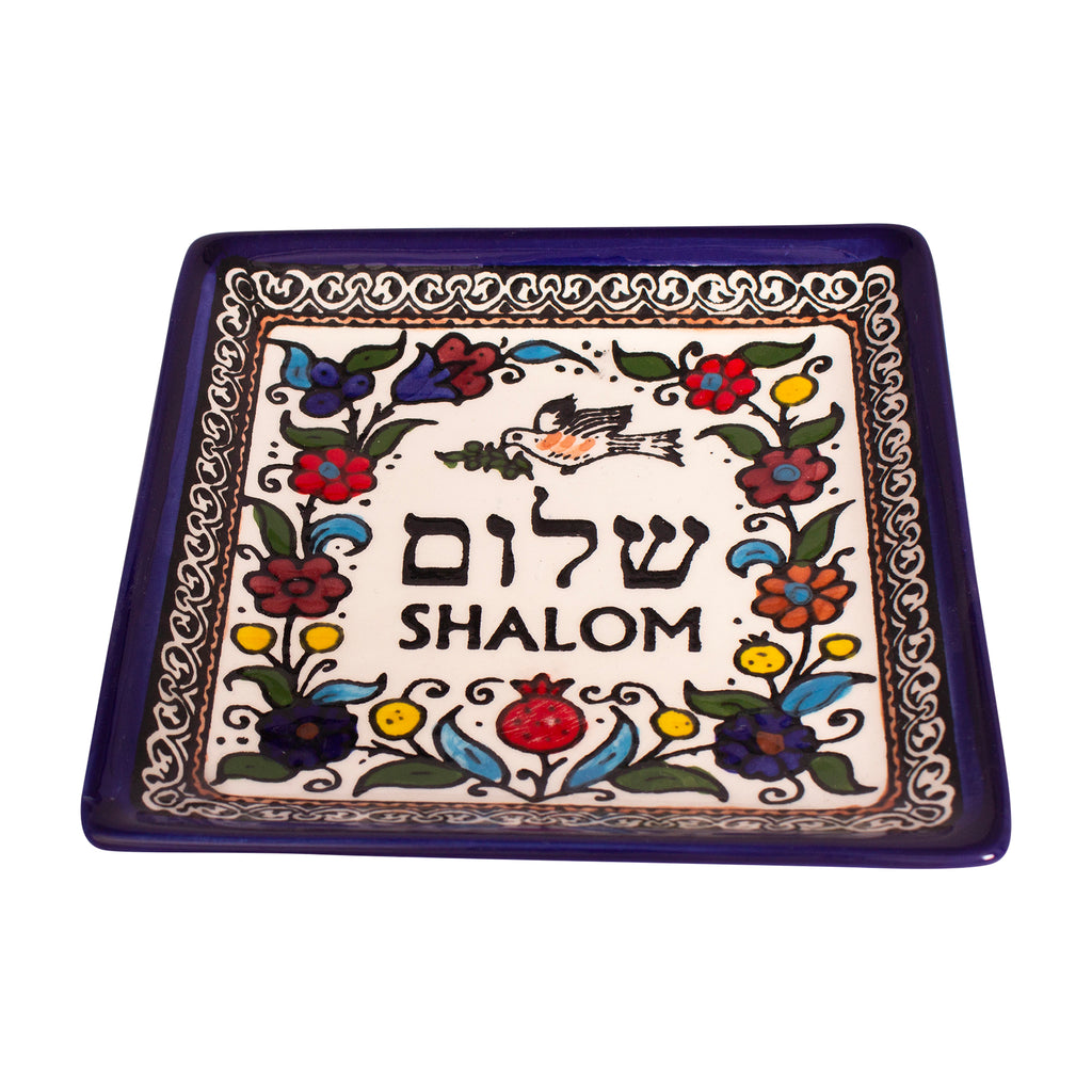 Armenian Ceramic Tray Shalom Small Pottery Colourful Enamel Decorative-2
